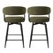 Set of 2/4 Modern Fabric/Leatherette Swivel Bar Stool with Tapered Black Metal Legs